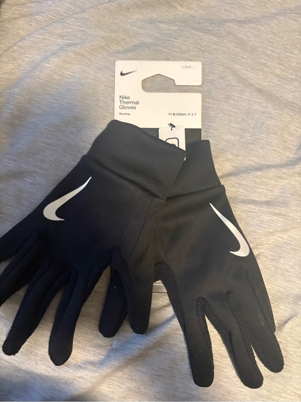 Nike Black Thermal Running Gloves with White Swoosh